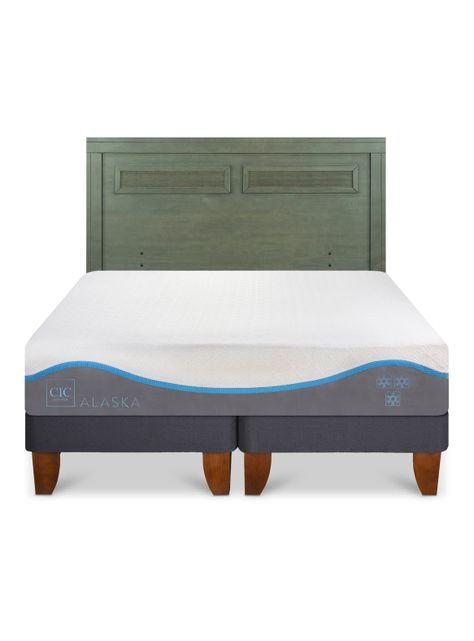Cama Europea Alaska King + Respaldo Milan Olivo-2