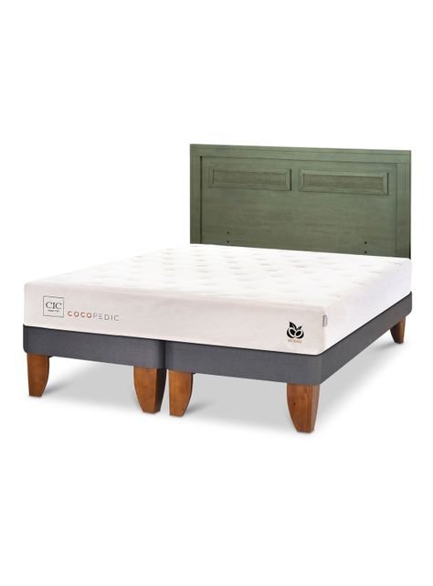 Cama Europea Cocopedic King + Respaldo Milán Olivo-0