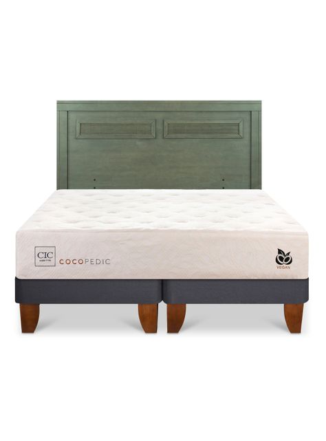 Cama Europea Cocopedic King + Respaldo Milán Olivo-2