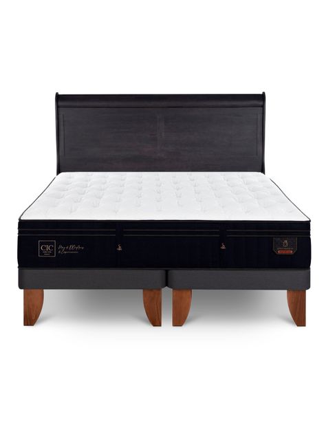 Cama Europea Super Premium King + Respaldo Miro Negro-2