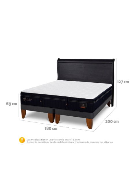 Cama Europea Super Premium King + Respaldo Miro Negro-1