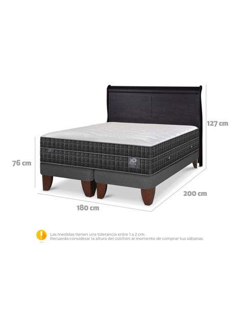 Cama Europea Lux King + Respaldo Miro Negro-1
