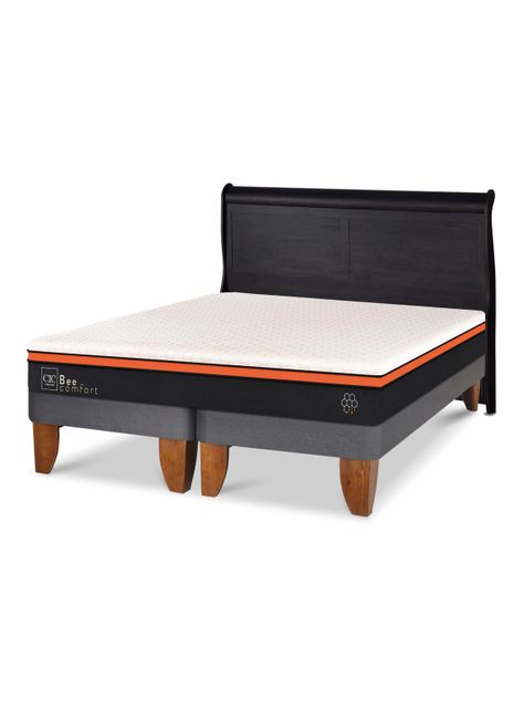 Cama Europea Bee Comfort King + Respaldo Miro Negro-0
