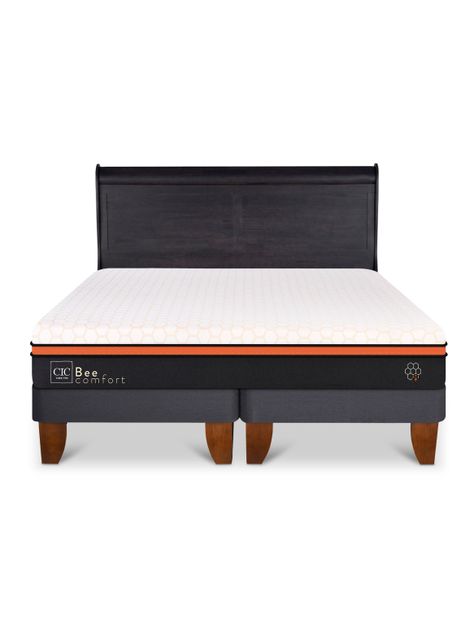 Cama Europea Bee Comfort King + Respaldo Miro Negro-2