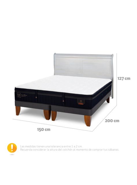 Cama Europea Super Premium 2 Plazas Base Dividida + Respaldo Miro Alpino-1