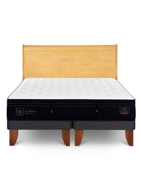 Cama Europea Super Premium King + Respaldo Miro Mostaza-2
