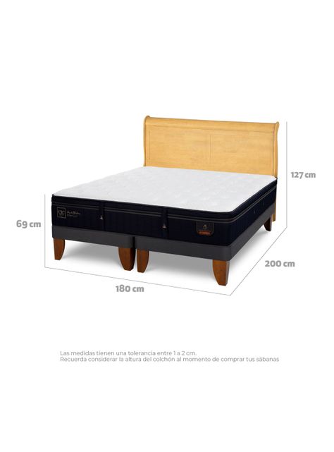 Cama Europea Super Premium King + Respaldo Miro Mostaza-1