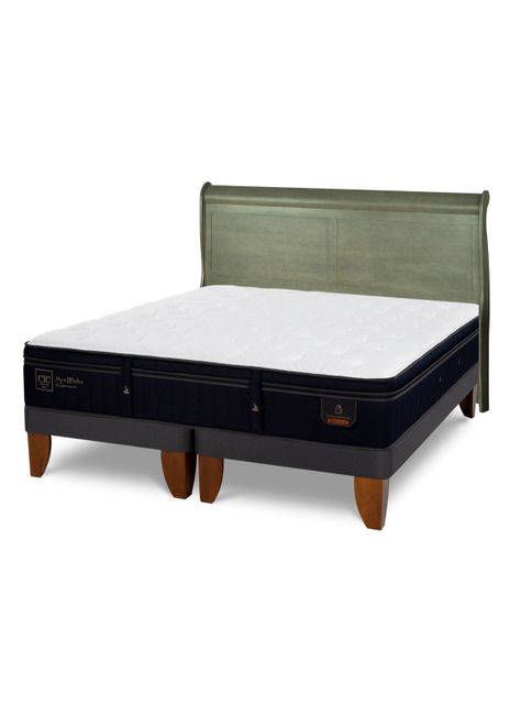 Cama Europea Super Premium King + Respaldo Miro Olivo-0