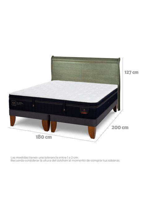 Cama Europea Super Premium King + Respaldo Miro Olivo-1