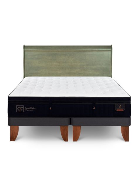 Cama Europea Super Premium King + Respaldo Miro Olivo-2