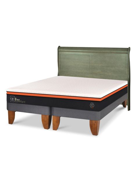 Cama Europea Bee Comfort King + Respaldo Miro Olivo-0