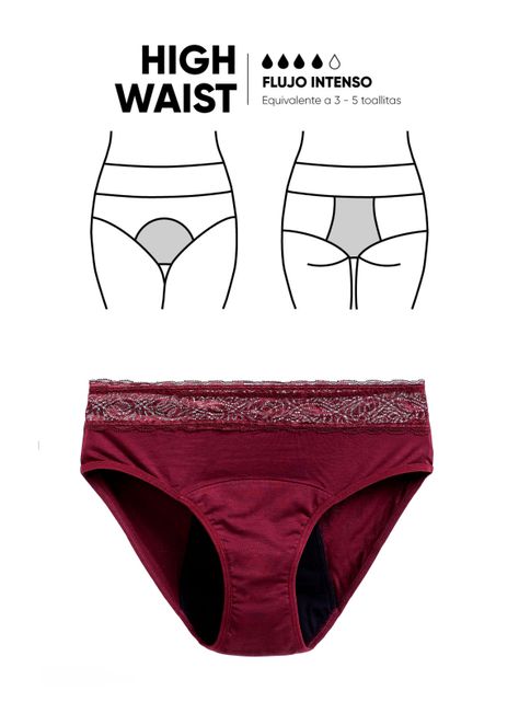 Calzón Menstrual High Waist Flujo Intenso Burdeos-4