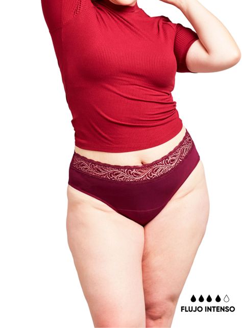Calzón Menstrual High Waist Flujo Intenso Burdeos-0