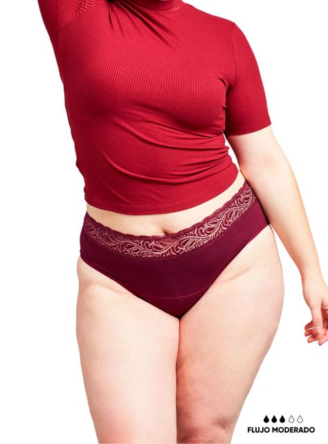 Calzón Menstrual High Waist Flujo Moderado Burdeos-0