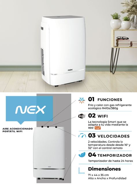 Aire Acondicionado Portátil 12000 BTU Frío/Calor WiFi-5