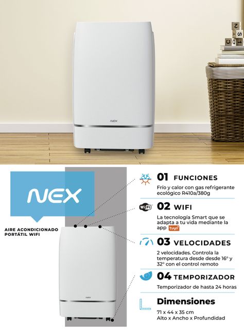 Aire Acondicionado Portátil 14000 BTU Frio/ Calor WiFi-4