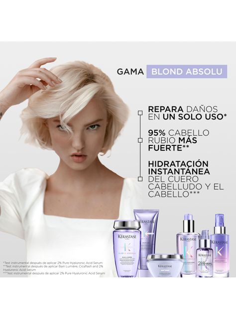 Set Reparación Cabello Rubio O Decolorado Blond Absolu Shampoo 250 ml + Acondicionador 75 ml-5