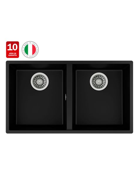 Lavaplatos Granito Bajo Encimera Square 2C-760 Negro-1