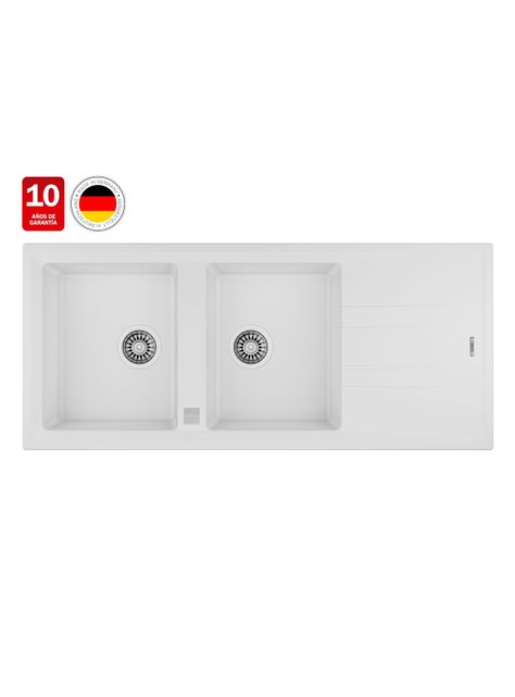 Lavaplatos Granito Empotrado Stone 80 2C1E TG Blanco-1