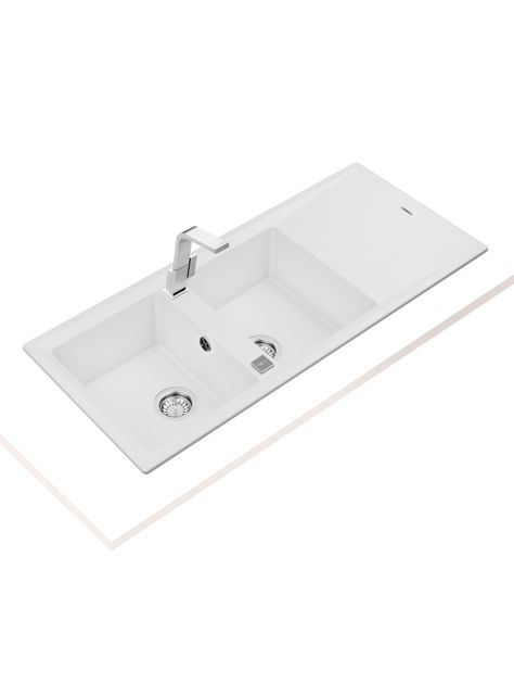 Lavaplatos Granito Empotrado Stone 80 2C1E TG Blanco-2