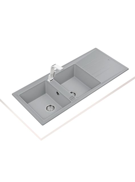 Lavaplatos Granito Empotrado Stone 80 2C1E TG Metallic Gray-2