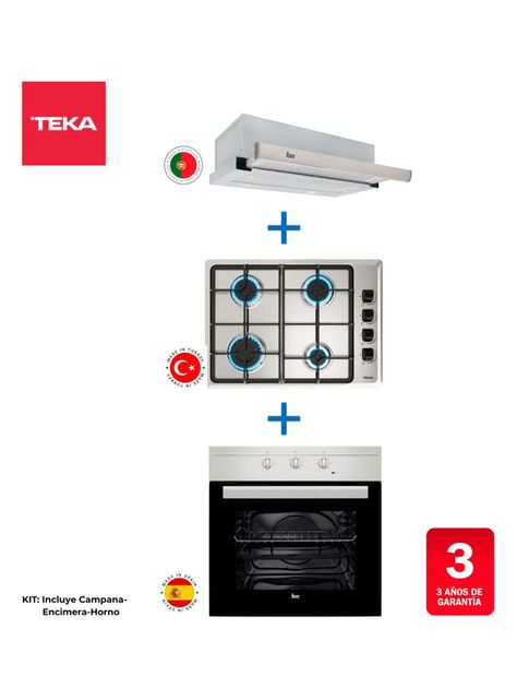 Kit Empotrable Horno Eléctrico HS445 + Encimera Gas HLX540 BUT + Campana TL 6310 INOX-1
