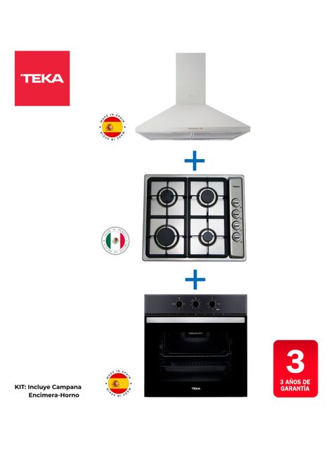 Kit Empotrable Horno Eléctrico HBB510BK + Encimera Gas EP-60 4G + Campana DBB 60 INOX-1