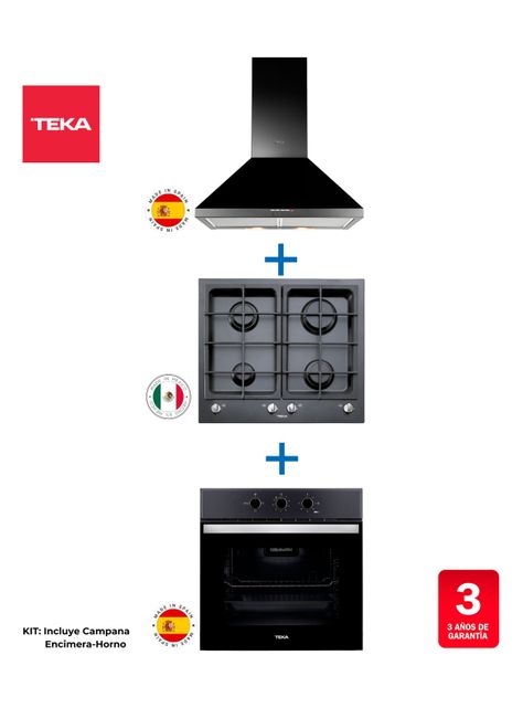 Kit Empotrable Horno Eléctrico HBB510 Negro + Encimera Gas EW-60 Negro + Campana DBB 60 Negro-1