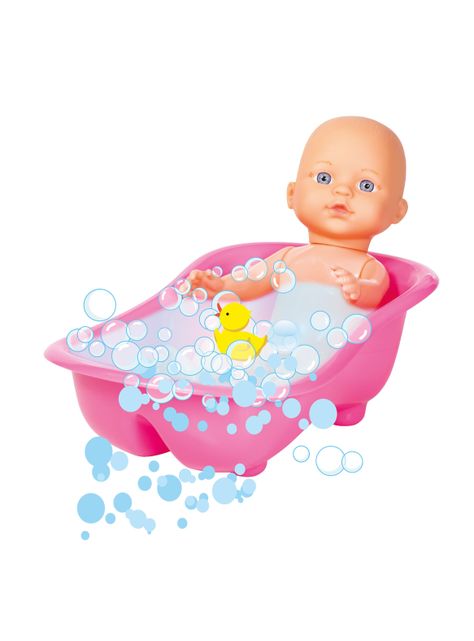 Muñeca de Cuerpo Duro 28 cm + Bañera + Accesorios-2