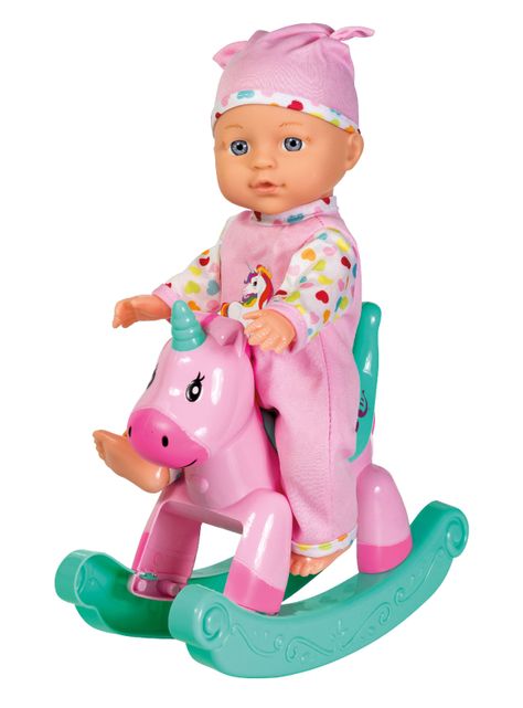 Mueñca de Cuerpo Duro 28 cm + Balancín Unicornio-2