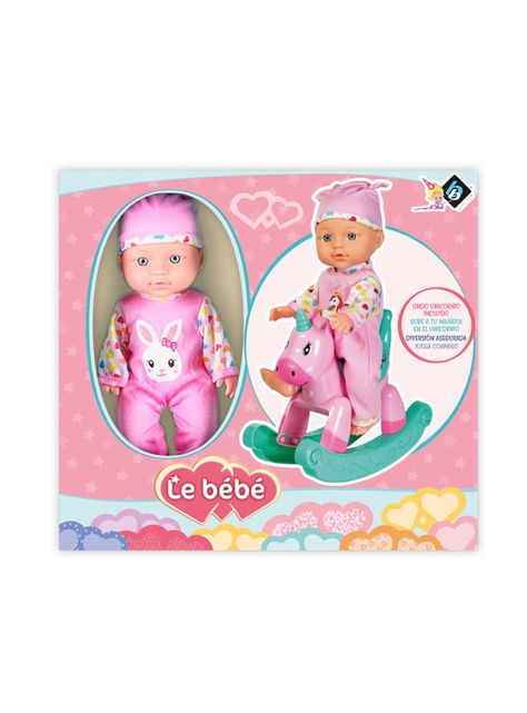 Mueñca de Cuerpo Duro 28 cm + Balancín Unicornio-1