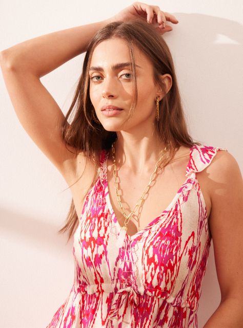 Vestido Tela Estampada con Lazo-3