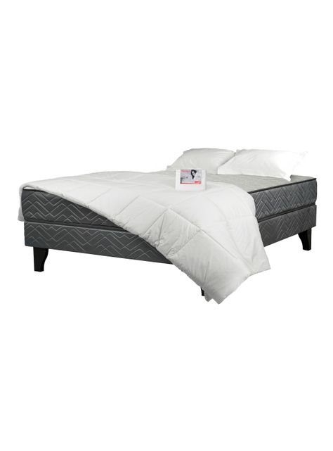 Cama Europea Apolo Black Full + Plumon + Almohadas-0