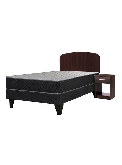 Cama Europea Apolo Black 1.5 Plazas + Respaldo Asturias-0