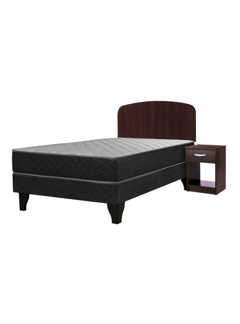Cama Europea Apolo Black 1 Plaza + Set Muebles Asturias-0