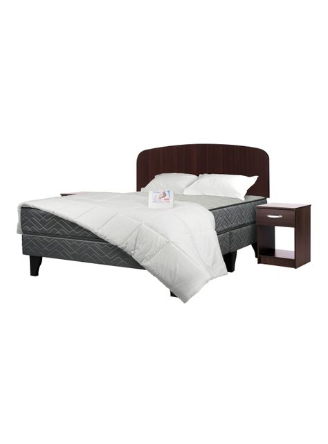 Cama Europea Apolo Black 2 Plazas Base Dividida + Set Muebles Asturias + Textil-0