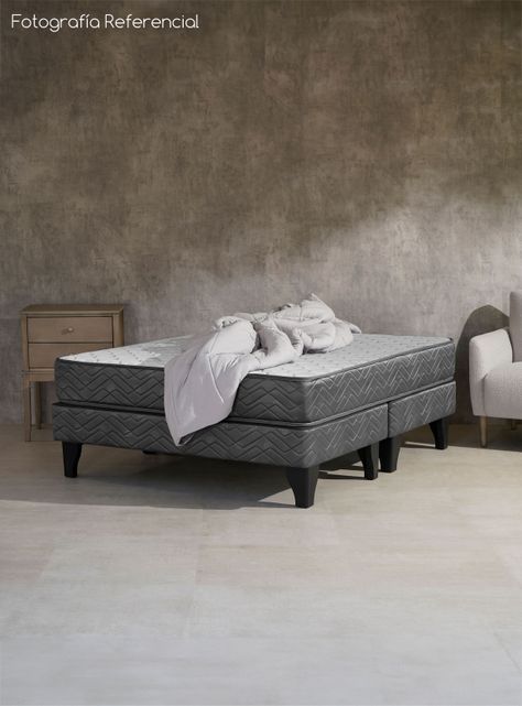 Cama Europea Apolo Black 2 Plazas Base Dividida + Set Muebles Asturias + Textil-5