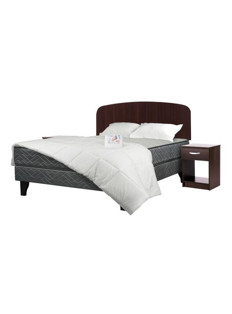 Cama Europea Apolo Black Full + Set Muebles Asturias + Textil-0