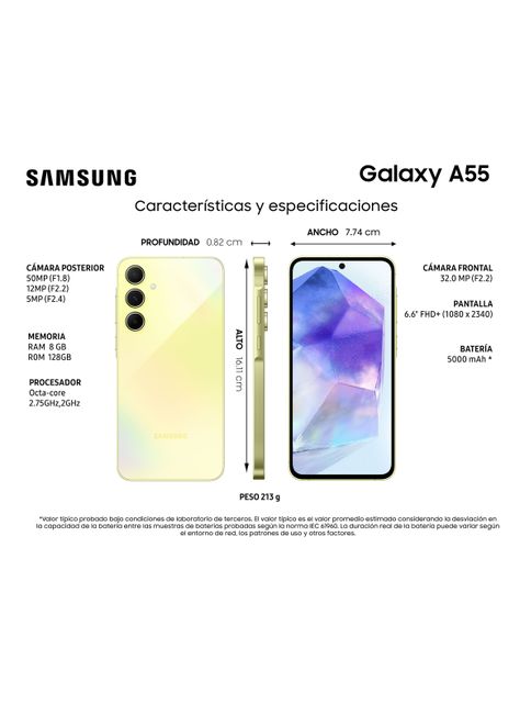 Smartphone Galaxy A55 5G 128GB 6.6" Awesome Lemon Liberado-4