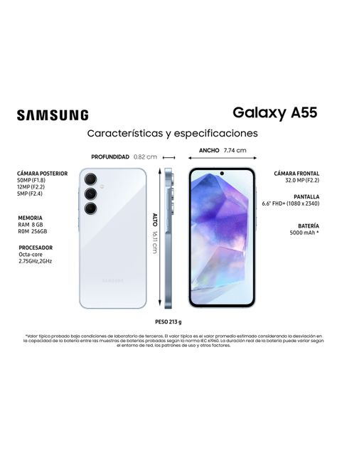 Smartphone Galaxy A55 5G 256GB 6.6" Awesome Iceblue Liberado-4