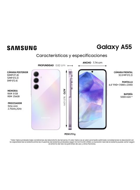 Smartphone Galaxy A55 5G 256GB 6.6" Awesome Lilac Liberado-4