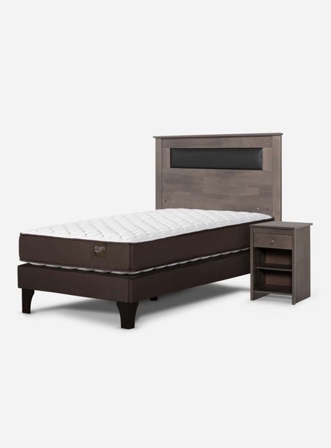 Cama Europea Ergo T 1 Plaza + Respaldo + Velador-0