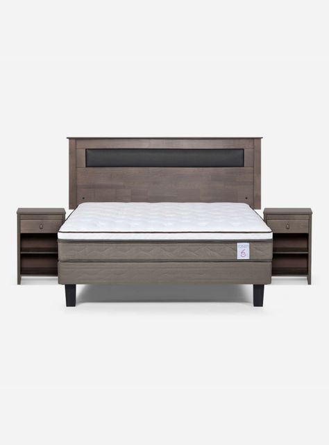 Cama Europea New Style 6 2 Plazas + Respaldo + Veladores-1