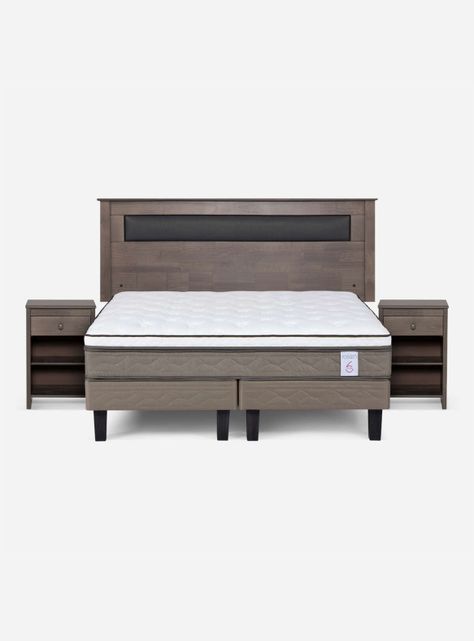 Cama Europea New Style 6 2 Plazas Base Dividida + Set de Muebles Ferrara-1