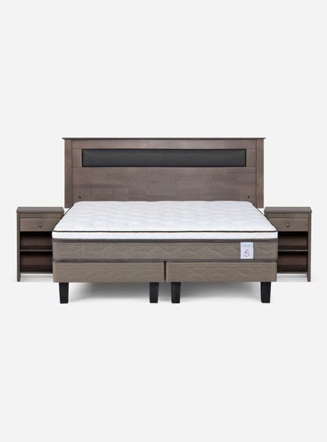 Cama Europea New Style 6 King + Respaldo + Velador-1