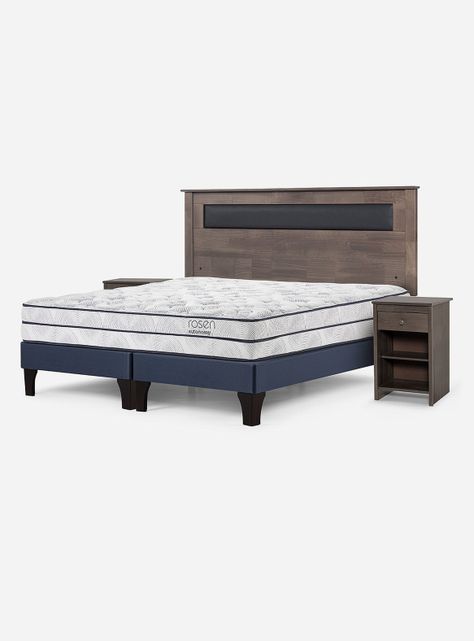 Cama Europea Autonomy 2 Plazas Base Dividida + Respaldo + Veladores-0