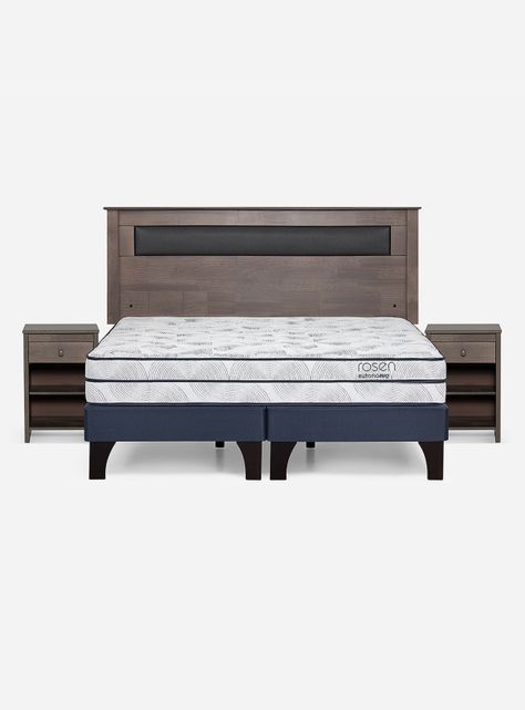Cama Europea Autonomy 2 Plazas Base Dividida + Respaldo + Veladores-1