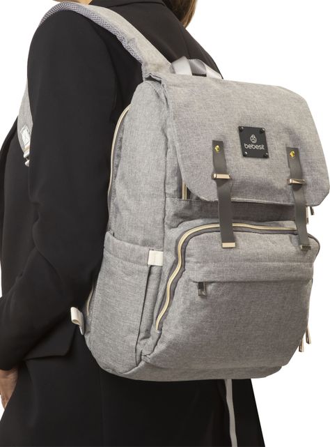 Mochila Maternal Pañalera Gris Bebesit-1