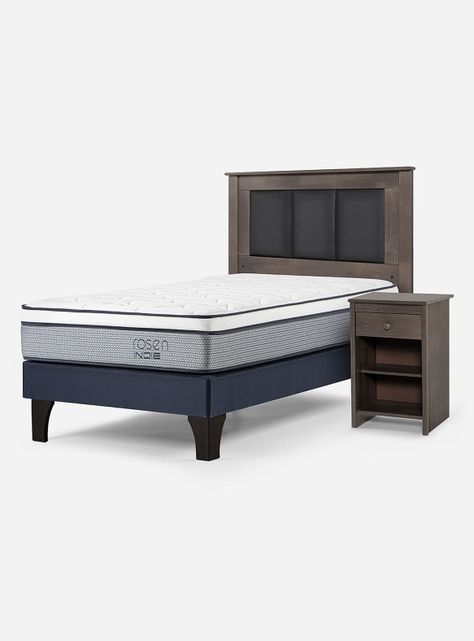 Cama Europea Indie 1 Plaza + Respaldo + Velador-0
