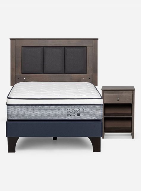 Cama Europea Indie 1 Plaza + Respaldo + Velador-1